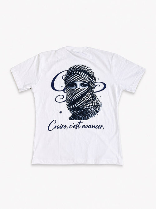 White with purple CR tee
